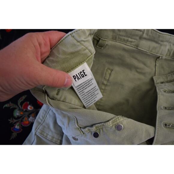 Paige Mayslie Jogger Womens 34 Green Denim Bottom Zip Stretch - Picture 4 of 5